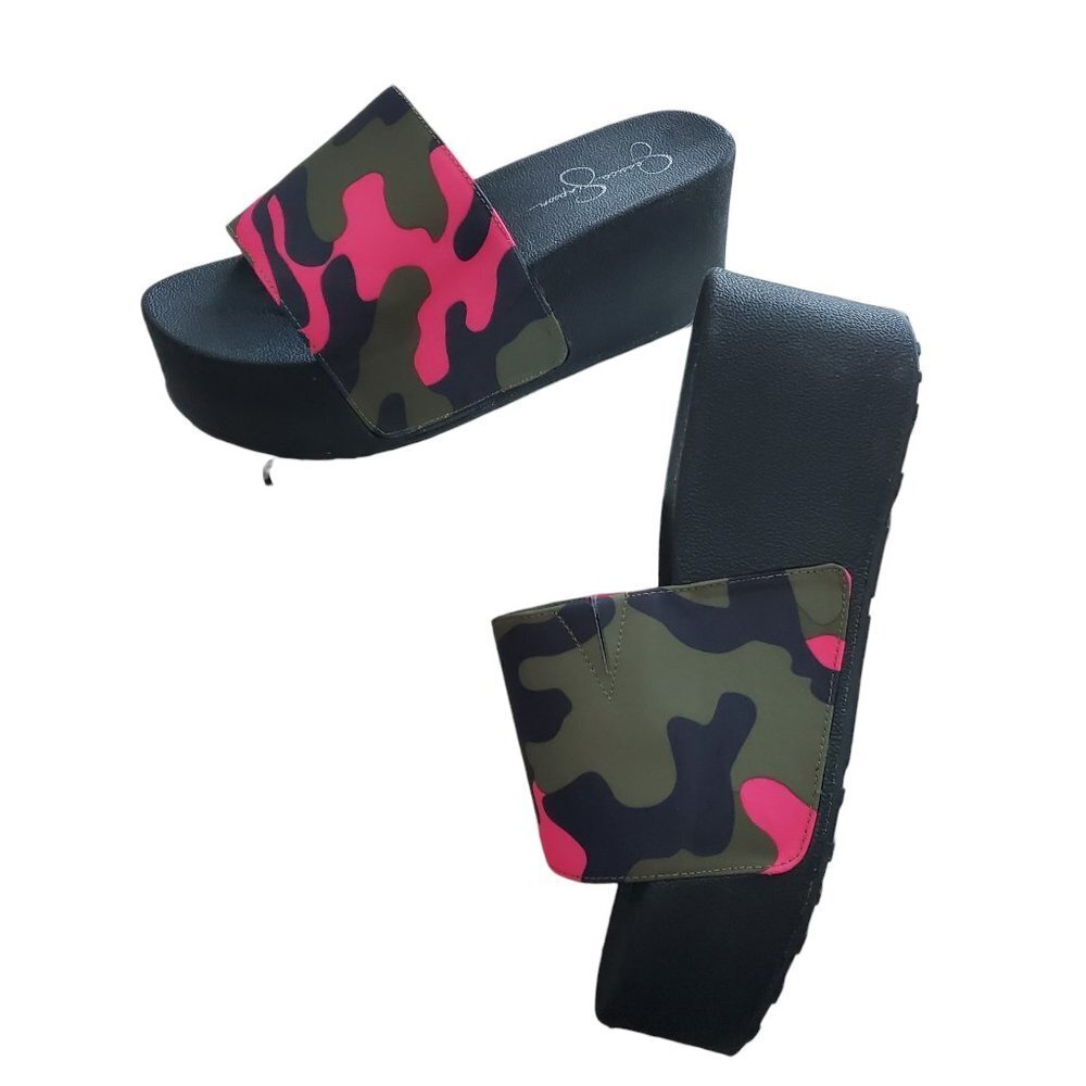 JESSICA SIMPSON PLATFORM PINK CAMOFLAGE SIZE 10